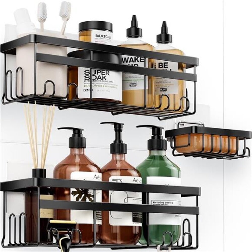 Shower Caddy, 3-Pack with Soap Holder, No Drilling Rustproof